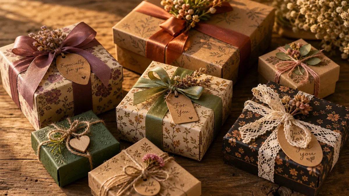a collection of beautifully decorated handmade gift boxes in various sizes arranged…